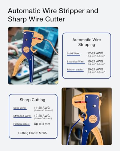 VCELINK Wire Stripper and Cutter, Quick Strip Automatic Wire Stripper - color: Blue