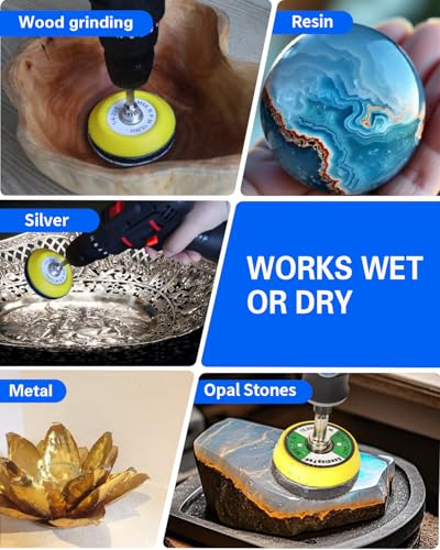 2 Inch Sanding Discs Drill Polishing Kit, 133PCS Car Headlight Restoration Kit, Hook & Loop Wet Dry Buffing Pads for Rotary Tools, Dremel Sanding Bits Attachment for Aluminum Resin Metal Glass - style: 2 Inch