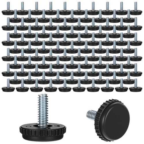 100 Pcs 1/4-20 Stainless Steel Adjustable Furniture Levelers Screw in Threaded Leveling Feet for Furniture Glide Leveling for Table Chair Cabinet Legs