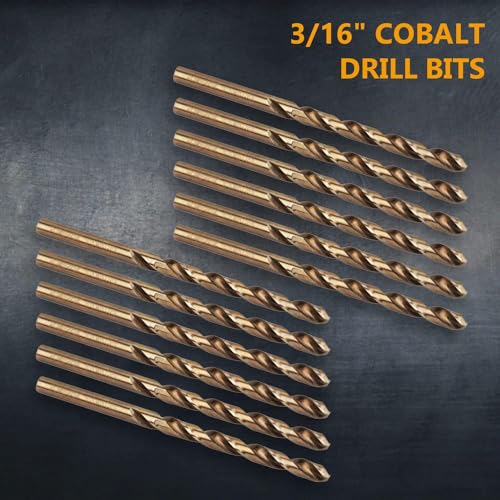 POWERTEC 1/8" & 3/16" Cobalt Drill Bits - 24 Pack - M35 HSS Jobber Length Twist Bits with 135° Tip for Drilling Wood, Metal, Stainless Steel, Nickel Alloy, Cast Iron & Plastic (QDB2105) - style: 24PK 1/8" & 3/16" Cobalt Drill Bits (M35 135°)