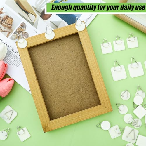 Wenqik 45 Pcs Adhesive Picture Hanger Hanging Hooks, Round, Square - style: Round, Square