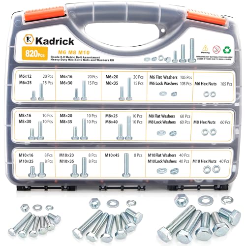 KADRICK 820Pcs Metric Bolt Assortment,M6 M8 M10 Hex Heavy Duty Bolts Kit - size: 820Pcs M6-M10 HEX White Blue