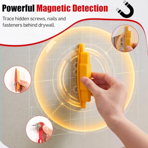 Konohan 2 Pcs Magnetic Stud Finder No Battery Required Heavy Duty Magnet Wall Scanner Portable Stud Locator Tool for Drywall Nails Screws Behind Walls for Home Improvement Mounting Projects