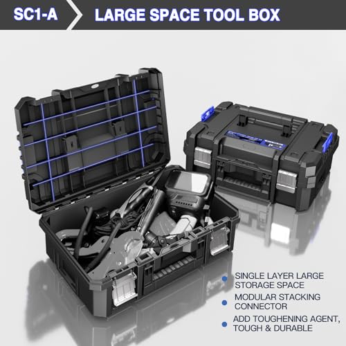 AIRAJ 5 Tier Stackable Tool Box with Wheels, Rolling Tool Box Organizer