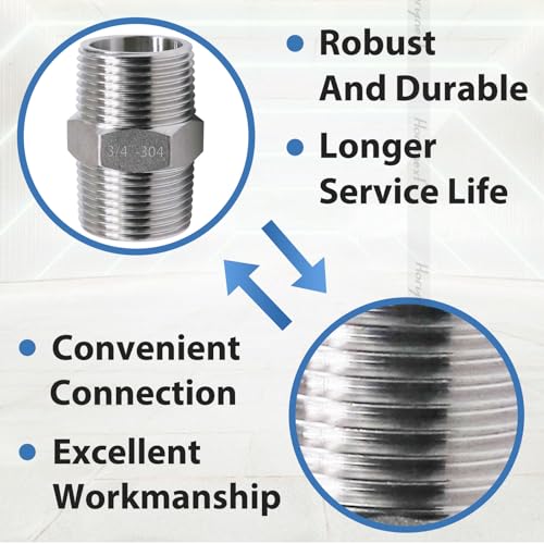 3/4 Nipple, 3/4 NPT Nipple, 304 Stainless Steel pipe fittings M/M - size: NPT3/4