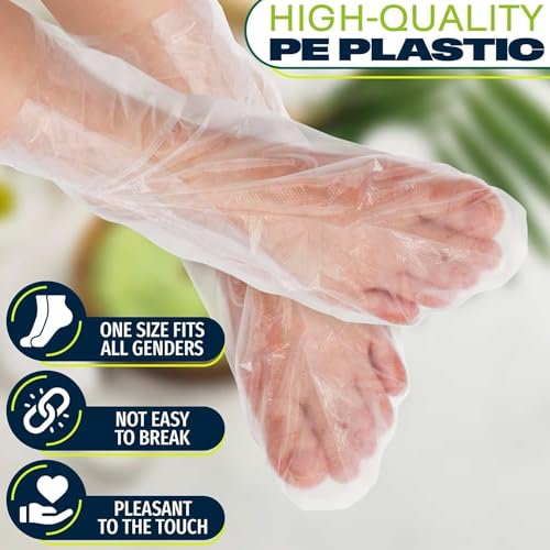 400 Pcs Disposable Moisturizing Foot Covers, Ribbed Anti-Slip Design with Stickers for Secure Fit, Plastic Foot Bags for Moisturizing, Hydration, Home Use, Spa, Pedicure, Trial Shoe, Paraffin Wax Bags