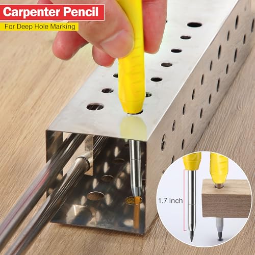 Hiboom 2 Pack Mechanical Deep Hole Carpenter Pencil, 14 Refills - color: Black, Yellow