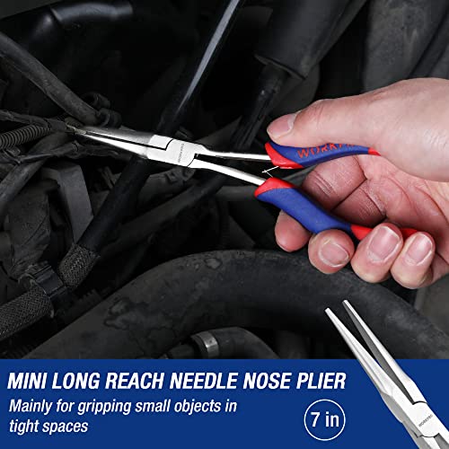 WORKPRO 3PCs Mini Pliers Set, Needle/Bent/Diagonal, 7"/6"/5.5"