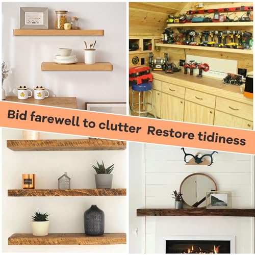 Upgrade 43"x6" Large Floating Shelf Brackets for Wall, Floating Shelf Hardware Hidden, Thickened Solid Steel Floating Shelves Brackets with Jig (43" x 6" x 1.5" with Tools), 3 Year Warranty