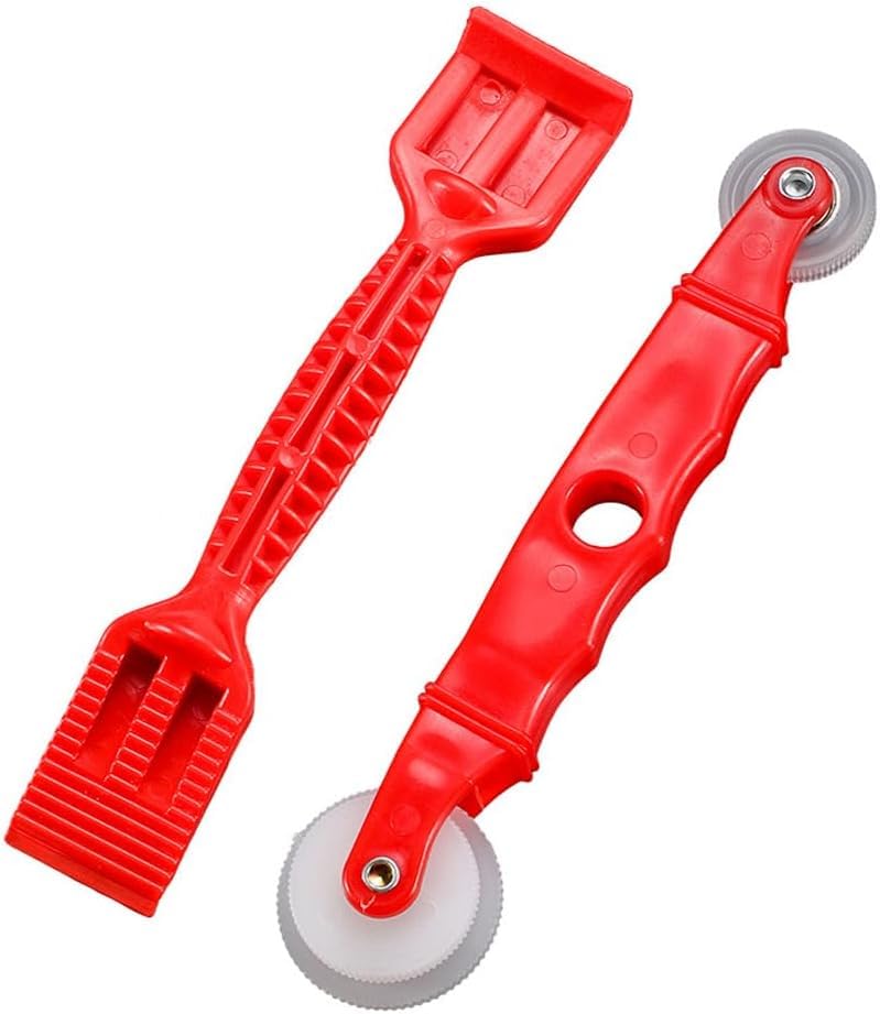 2-Pack Red Rubber Seal Install Tool Kit – Includes Screen Roller & Glazing Shovel, Weather Stripping Roller Set for Car Door, Windshield, Boat, RV, Window Screen & Door Seam Repair