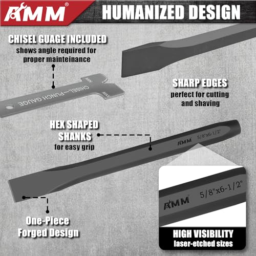 AMM 16PC Heavy Duty Punch Chisel Set, Cr-V for Metal Wood Automotive - size: 16PC