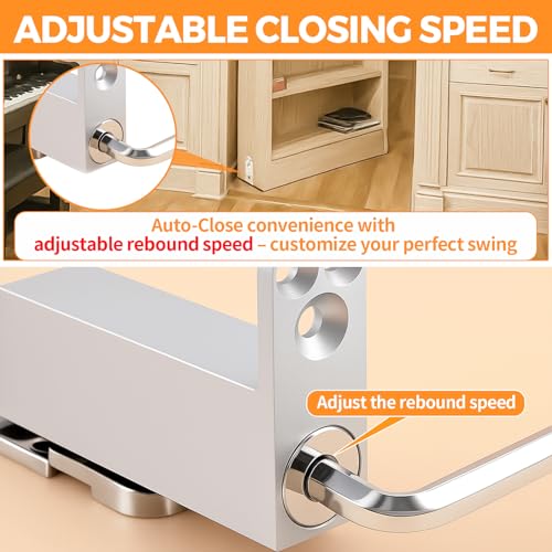 TamBee Self Closing Door Pivot Hinges Heavy Duty Hinges for Wood Doors 360 Degree Shaft Stainless Steel Pivot Hinge System (Self Closing L Shape)
