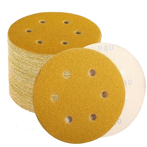 6 Inch Sanding Discs Hook and Loop, 80 120 220 320 400 Grit Sandpaper Disc for Orbital Sander, Professional for Automotive and Woodworking, 100 Pack(20 Pack for Each Grit) - style: Assortment