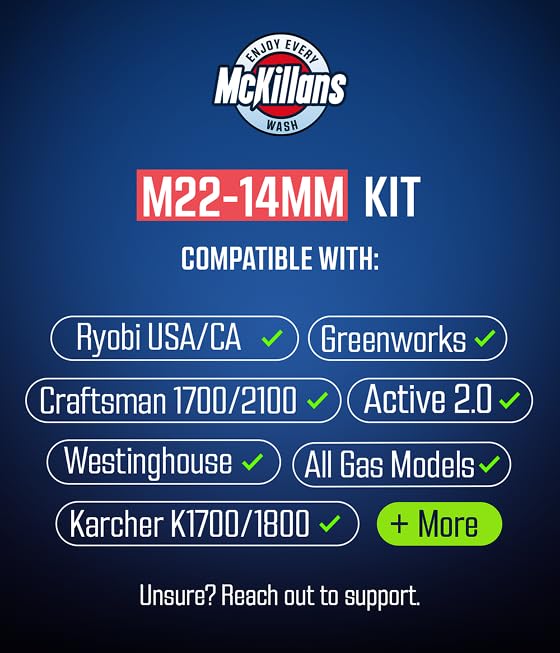 McKillans® 2025 Automatic M22-14mm Pressure Washer Quick Connect Kit - M22 to 3/8 Quick Connect Pressure Washer Fittings - Power Washer Accessories - Hose Adapter Set - 8-Piece Kit (Stainless Steel) - color: Automatic Quick Connects
