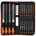 19pcs Metal File Set With Portable Case - T12 Drop Forged Alloy Steel Hand Tool Set With Handle Rasp for Metalwork