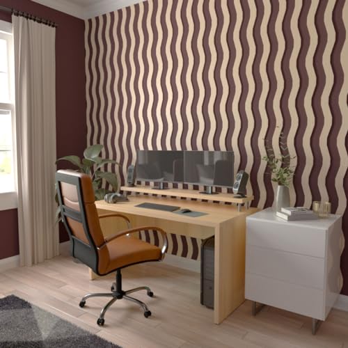 Brazos Designer Series Adjustable Wood Decorative Slat Wall Panel Kit, 94" H x 3/8" T (Contains 22 Slats), Red Oak - color: Red Oak