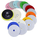 5 Inch Diamond Polishing Pads with 5/8’’-11 Hook & Loop Backing Pads, 10pcs Wet/Dry Concrete Polish Tools Kit for Drill, Grinder, Polisher, 50-3000 Grit Polishing Set for Marble Granite Quartz Stone - size: 5 Inch 50-3000 Grit