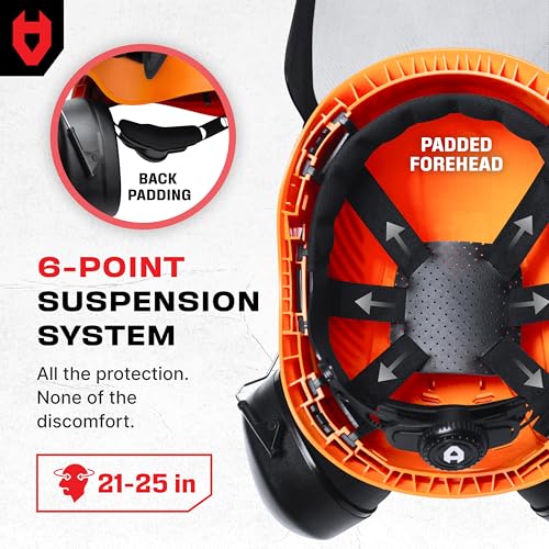 NoCry ANSI Z89.1 Rated Arborist Helmet — Chainsaw Helmet with Face Shield and Ear Muffs — Adjustable Hard Hat with Adaptive Ventilation; Impact-Resistant Mesh Face Shield for Forestry with Side Guards - style: Improved