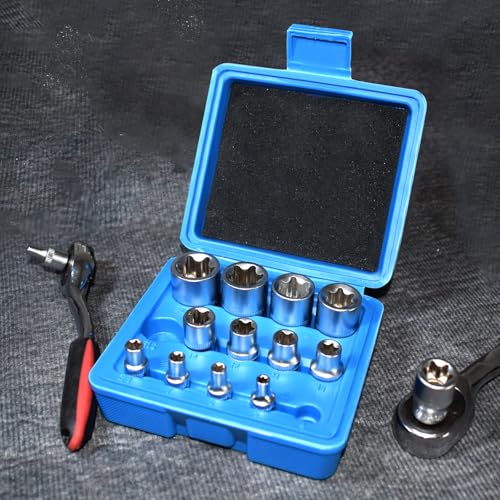 E-Torx Socket Set, 1/4" 3/8" 1/2" Drive - color: Blue Case, size: 14 PCS - E Socket