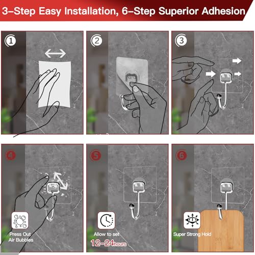 Latoxcaa Large Adhesive Hooks 30-Pack, Heavy Duty 44lb(Max) Wall Hooks for Bathroom, Outdoor, Strong Self-Adhesive Towel & Coat Hooks, Waterproof Transparent Utility Hooks for Home Improvement - size: 30-Large Hooks
