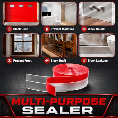 Clear Weather Stripping Seal Strip for Doors and Windows - Draft Stopper for Frames, Glass & Gaps | Transparent Silicone Insulation Seal (35mm Wide, 10M / 33Ft Total, 2-Pack)