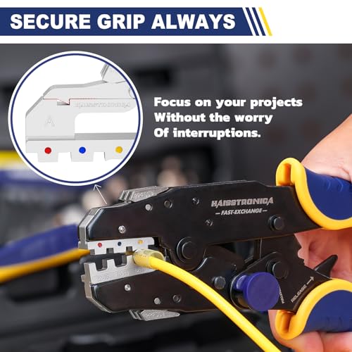 haisstronica 8PCS Quick Change Crimping Tool Kit, 6 Dies, Stripper