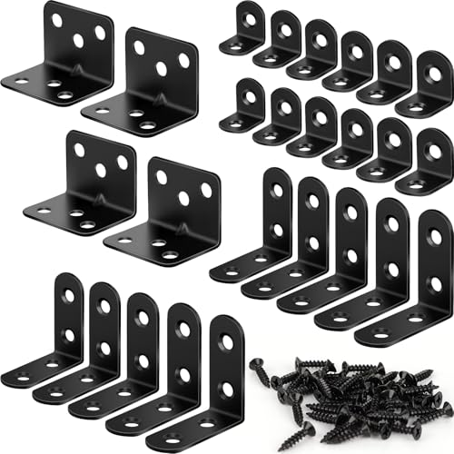 26 Pack L Bracket Corner Brace Kit, 3 Sizes Stainless Steel Corner Bracket - size: 26 Pack-3 Sizes