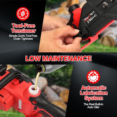Brushless Electric Chainsaw 12" Cordless Tool Only for Milwaukee M18 18V Battery with Auto Oiler & Security Lock, for Tree Saw Trimming and Branch Wood Cutting (Tool Only)