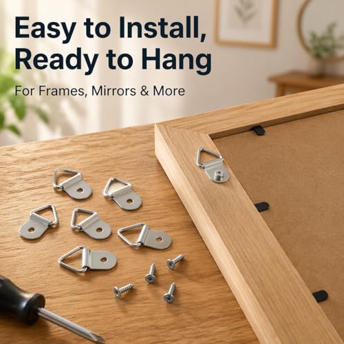 100pc Picture Hangers Kit D-Ring Hooks with Screws Heavy Duty for Hanging - color: Silver