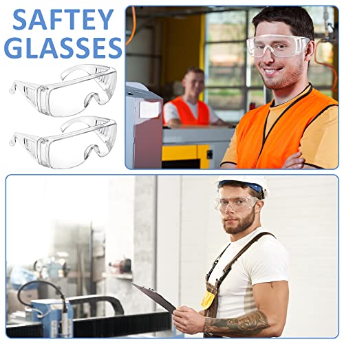 Queekay Safety Glasses over Eyeglasses Anti Dust Impact Scratch Safety Goggles for Men Women Nurses Workers Architect Lab