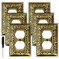 Antique Brass Decorative Duplex Outlet Cover, Decorative Switch Plate Cover - size: 1 Gang Duplex Outlet