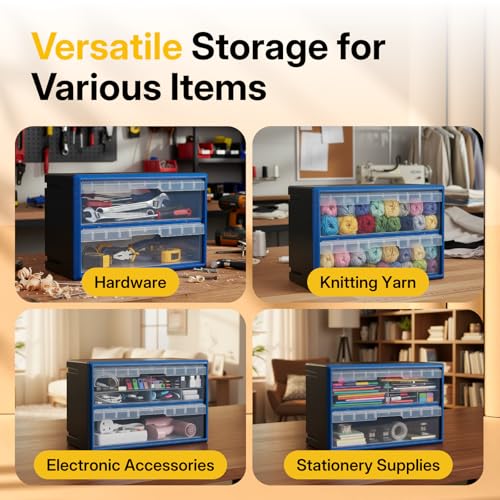 Northsky 2-Drawer Small Parts Cabinet, Stackable, Clear, 14.17 × 7.09 × 9.45 in - size: 2 Drawer & Clear