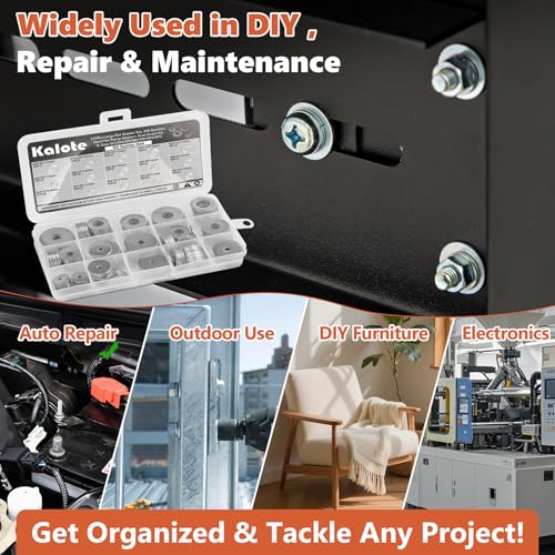 232Pcs 304 Stainless Steel Fender Flat Washers Kit, 15 Sizes M3-M12 - color: Silver