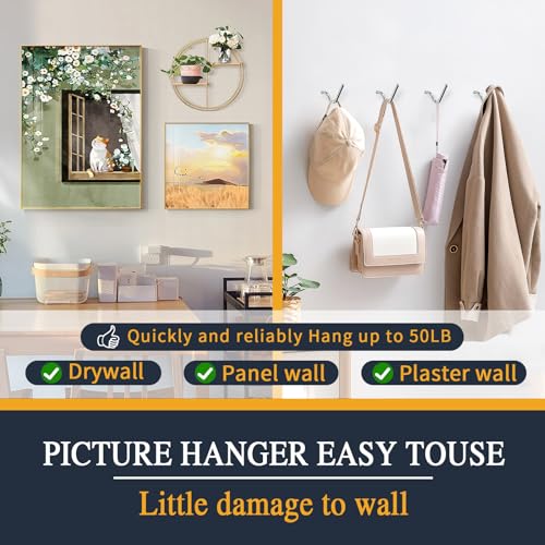Picture Hanger Super Hook 30PCS,High-Quality Steel Picture Hanger Hercules Hooks,Used for Drywall, Wood Wall, Plaster Wall, can Hang Photos, Art, Clock, Mirror