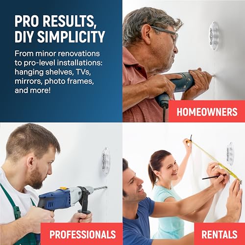Powerful Magnetic Stud Finder PRO (Upgraded Version) Reinforced with 3 Neodymium Magnets - No-Battery Stud Detector - Deep Detection of Wood & Metal Studs in Drywall (Not for Plaster Walls) | 2 Pack