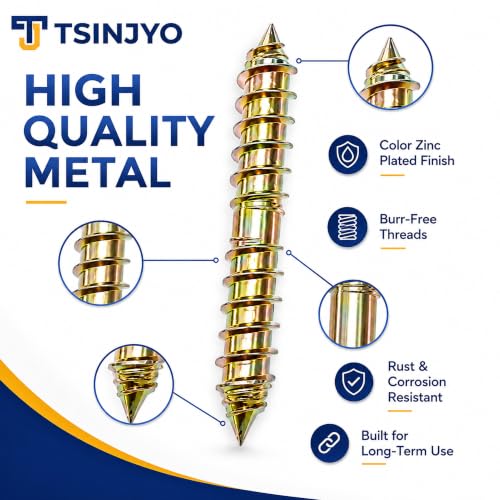 100 pcs M4 M6 Self-Tapping Screw Hanger Bolts Assortment Set, Zinc Double Ended Thread Dowel Screws, Woodworking Furniture Screw for Wood Connecting & Fixing (40/50/60/80mm)