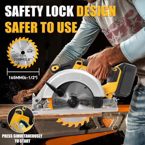 Cordless Circular Saw for Dewalt 20V Battery, Brushless Saws 6-1/2" Blade