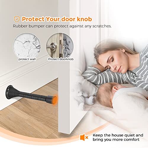 Ravinte Door Stoppers, 12 Pack Black Spring Door Stops with Rubber Bumper - color: Black