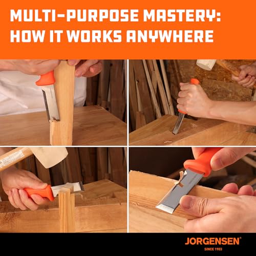 Jorgensen Wood Chisel Knife with Sheath, SK5 Carbon Steel Blade | Ergonomic Handle & Full Tang Design, Wood Chisel for Woodworking, Ideal for Carving, Whittling and Splitting