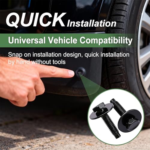 50Pcs M6-1.0 Automotive Body Bolt & U-Nut Clips Kit, Multipurpose Fender Bolts Body Fastener Clips for Most Cars Bumper Engine Splash Shield (25Sets) - color: Black-M6