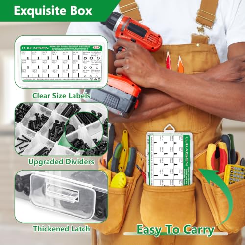 820Pcs Screw Assortment Kit, M2-M4 304 SS Black Hex Button Cap Bolts - size: M2 M3 M4 820pcs 2