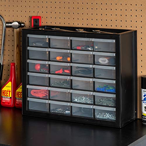 IRIS USA 24-Drawer Plastic Storage Cabinet, Teacher Toolbox, Garage, Black - color: Black, size: 24 Drawer