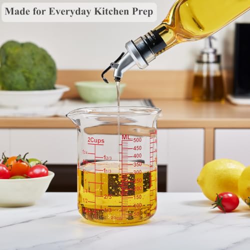 Ackers BORO3.3 Borosilicate Glass Measuring Cup, 500 ml (16 oz, 2 Cup) - size: 2Cup,500ML