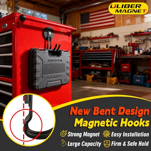 ULIBERMAGNET Upgraded Extra Large Magnetic Hooks,2 Pack Heavy Duty Ultimate Magnetic Hooks for Metal Cabinet,Pegboard,Garage Shelve,Tool Shed,RV,Shipping Containers (Black/3.46inch) - style: Upgraded Black Large J Ultra-Strong Hooks