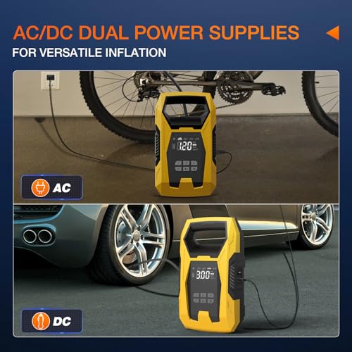 Nilight AC/DC Tire Inflator 110V/12V 150PSI Auto Shutoff Dual Power Supply - color: Ac/DC Tire Inflator