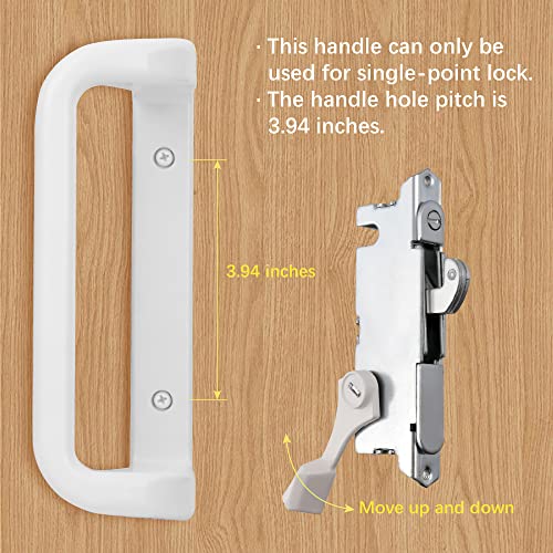 House Guard Sliding Patio Door Handle Set, Mortise Lock, 3-15/16", White - color: White