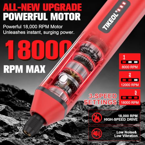 Mini Cordless Rotary Tool, Multi-Purpose Power Rotary Tool Kit (Red) - color: Red