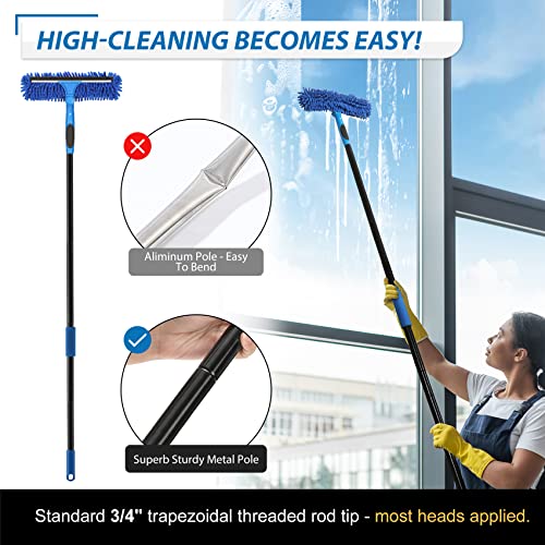 VITEVER Professional 69'' Window Squeegee Cleaner Tool with Extension Pole, 2-in-1 Squeegee for Window Cleaning Kit with Scrubber and Rotating Head, 1 Blade 2 Scrubber - size: 69 inches