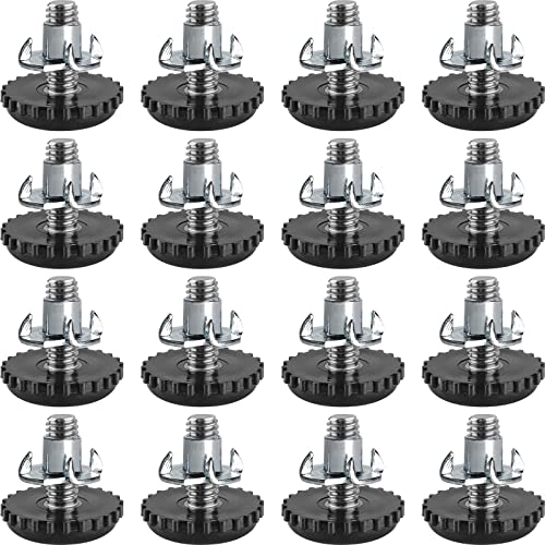 Anwenk Stainless Steel Patio Leveling Feet 1/4-20 Screw-in Threaded Outdoor Furniture Levelers - Adjustable Table Chair Feet Glides for Chairs, Tables, Cabinet - 16 Pack - color: Black 16p