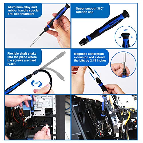 Kaisi 136 in 1 Electronics Repair Tool Kit Professional Precision Screwdriver Set Magnetic Drive Kit with Portable Bag | Professional Electronics Repair Tool Kit for Repair Computer, PC, MacBook, Laptop, Tablet, iPhone, Xbox, Game Console